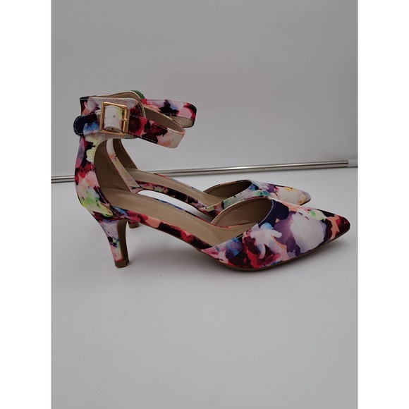 Dream Pairs Floral pointed toe Low Heel Buckle Ankle Strap Dress Pump Shoes 8.5 - Picture 1 of 8